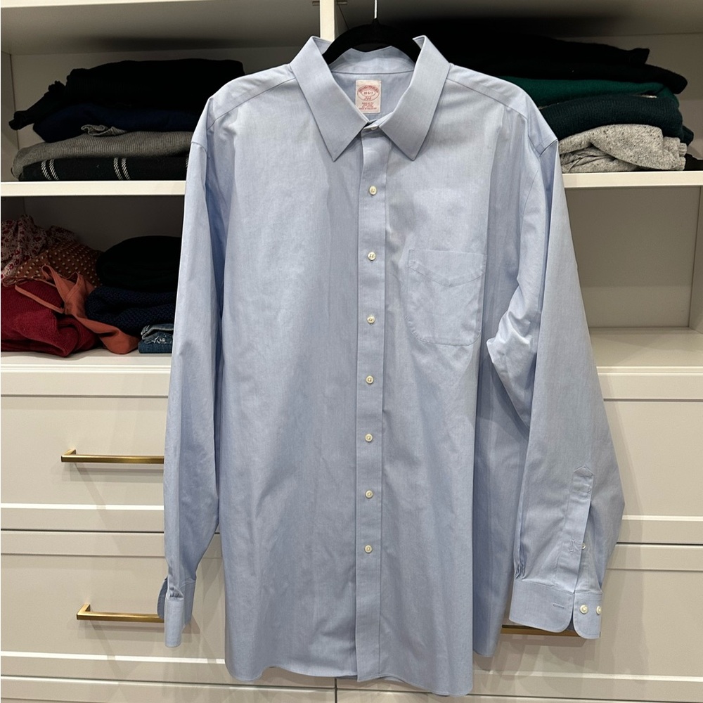 Brooks Brothers Stretch Dress Shirt, Non-Iron Twill Ainsley Collar 18-6/7